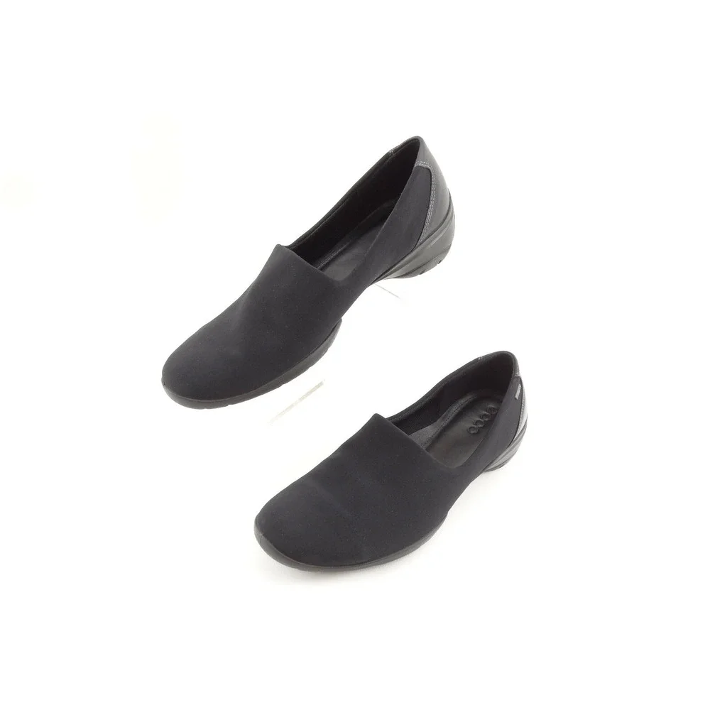 Ecco Gore-tex Womens Black  Stretch Fabric Leather Slip On Pumps 40 EU 9-9.5 US‎